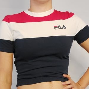 Fila cropped red, white & blue tee